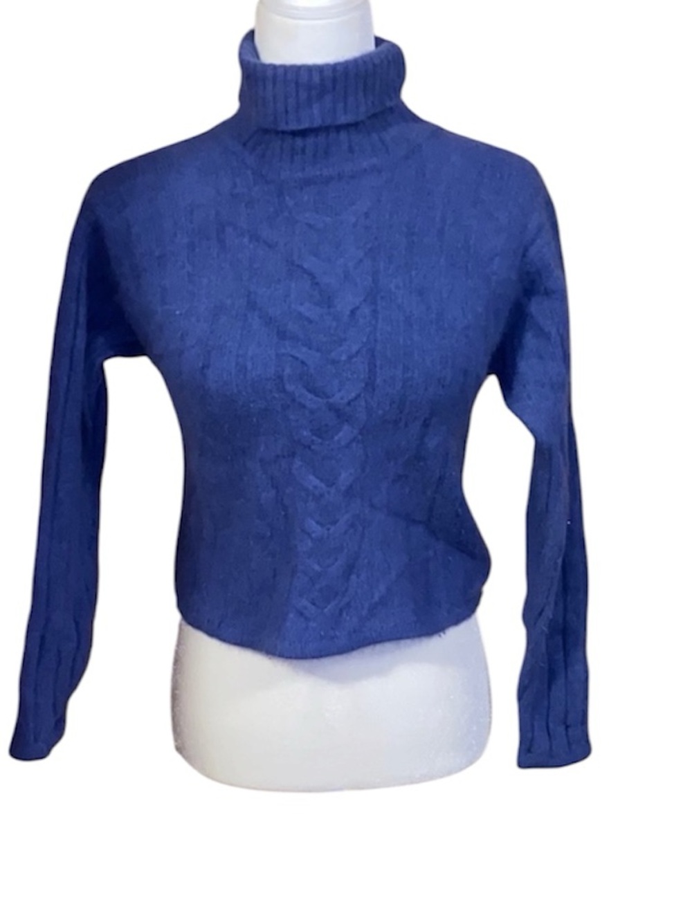 Angora Rabbit Hare Y2K Cropped Turtleneck Sweater